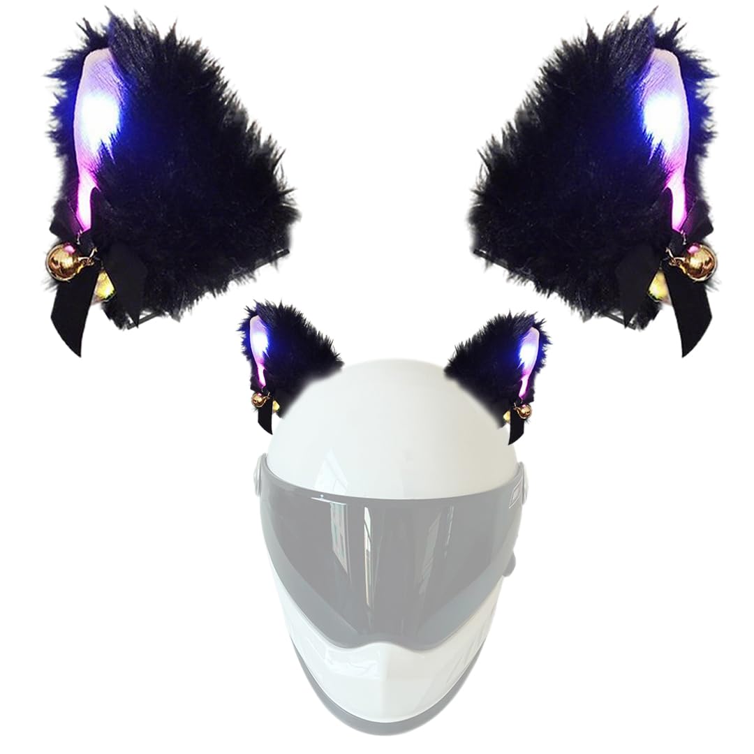 Ski Helmet Accessories Cat Ears for Helmets Glitter Plush Ears for Motorcycle Helmets Accessories Self Adhesive Helmets Decor fo