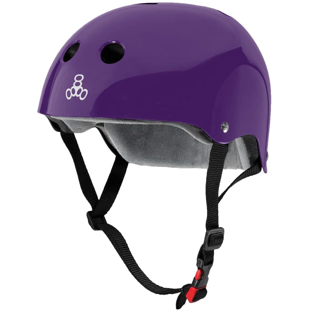 Triple Eight The Certified Sweatsaver Helmet For Skateboarding, Bmx, And Roller Skating, Purple Glossy, Large/X-Large