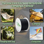 9Km Dwlife Black Kevlar Cord, High Tensile Strength, Flame Resistant, Braided Fishing Line, Wind Chime String, Kite Line, Campin