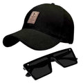 Capiteum Unisex Rectangular NonPolarization Sunglasses Black [610] /Light Weight (Unisex) With Ediko Cap Adjustable Cap Size Fr