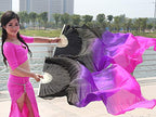 Kikigoal 1 Pair(Leftright) Women Real Silk Belly Dance Fan Veil, Length 180Cm Width 90Cm (Gradual Pink)