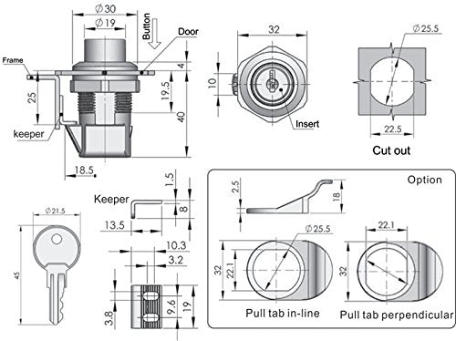 Owach Push Button Latch For Marine Boat Tool Box, Glovebox, Radio Box, Electronic Box,Replace Soutcho 93-304 Series, 0.00''-0.41