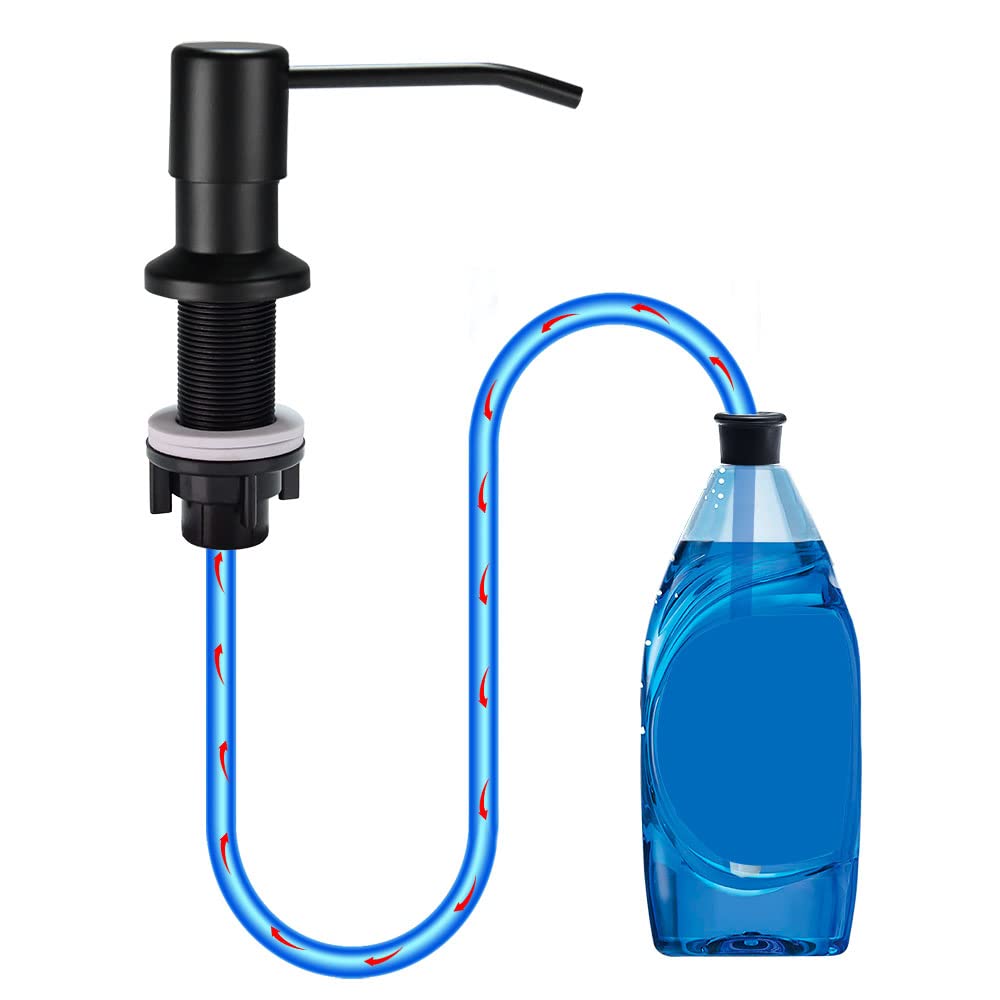 Soap Dispenser For Kitchen Sink, Countertop Soap Dispenser Pump, 47 Silicone Extension Tube Connect To The Soap Bottle Directly,