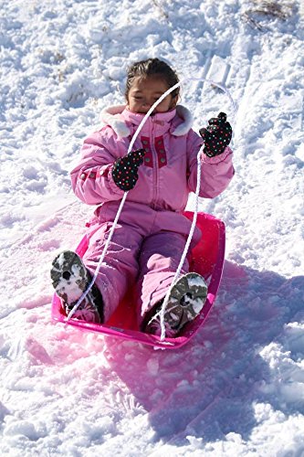Slippery Racer Downhill Sprinter Flexible Kids Toddler Plastic Cold-Resistant Toboggan Snow Sled With Pull Rope And Handles, Gre