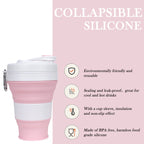 Cynrofven Silicone Coffee Cup With Straw Lid Collapsible Cups For Traveling 20Oz Lightweight Folding Water Mug For Picnic Hickin