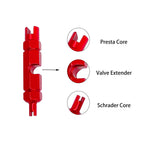 Zufecy Bike Valve Core Repair Tool For Schrader Presta, Valve Core Remover Tool Tubeless Bicycling Tires (Red)