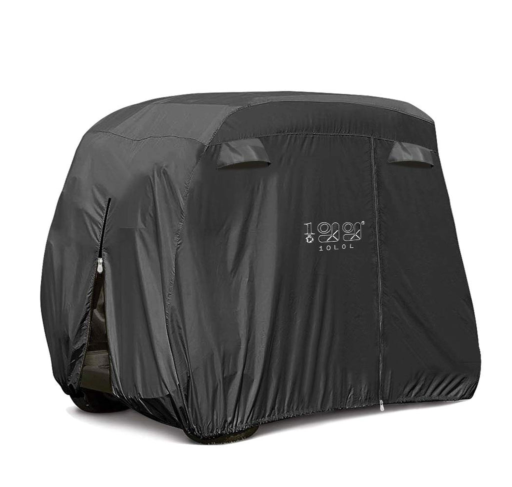 10L0L Universal 2-4 Passenger Golf Cart Cover For Ezgo, Club Car And Yamaha, Waterproof Sunproof And Durable, Black