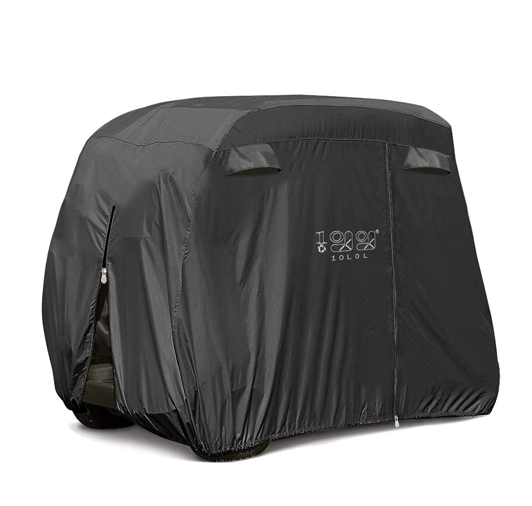 10L0L Universal 2-4 Passenger Golf Cart Cover For Ezgo, Club Car And Yamaha, Waterproof Sunproof And Durable, Black