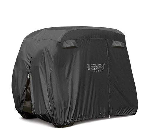 10L0L Universal 2-4 Passenger Golf Cart Cover For Ezgo, Club Car And Yamaha, Waterproof Sunproof And Durable, Black