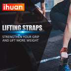 Ihuan Wrist Straps For Weight Lifting - Lifting Straps For Weightlifting  Gym Wrist Wraps With Extra Hand Grips Support For Stre