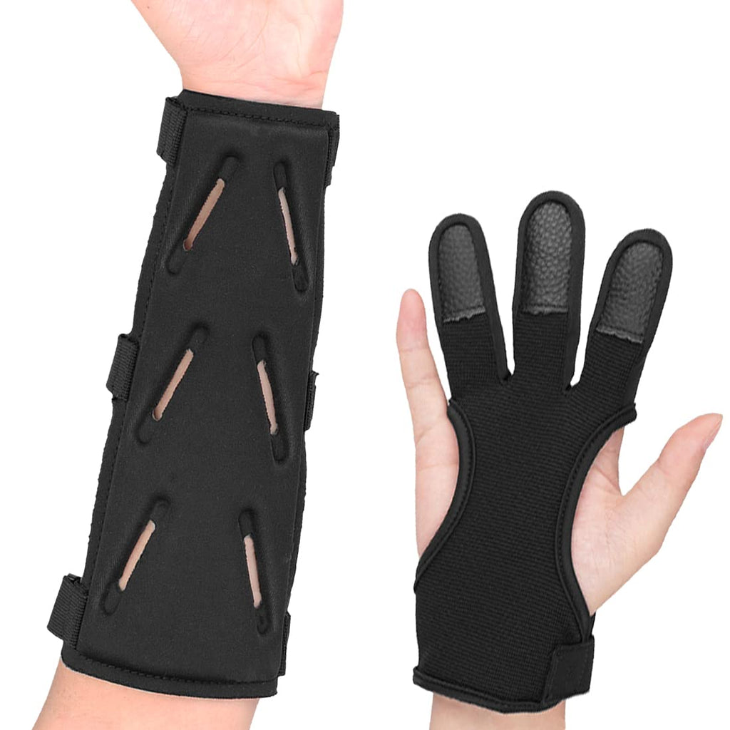 Kratarc Archery Lightweight Finger Tab Gloves & Arm Guard Adjustable Arm Protector For Hunting Target Shooting Accessory Recurve