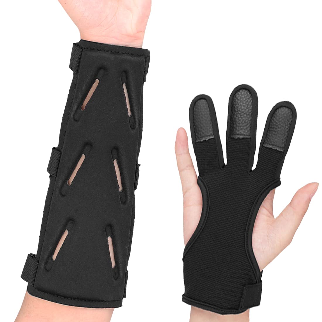 Kratarc Archery Lightweight Finger Tab Gloves & Arm Guard Adjustable Arm Protector For Hunting Target Shooting Accessory Recurve