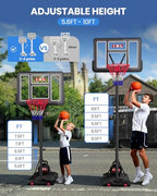 IGL Basketball Hoop Outdoor, 44 Inch Portable Basketball Hoops, 5.6-10 FT Adjustable Basketball Goal System with 35 LB Base Anch