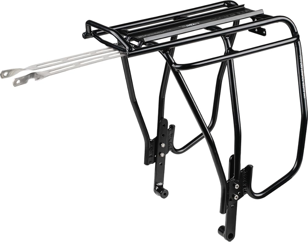 Topeak Uni Super Tourist Fat MTX 2.0 Rear Rack (TA2152B) - 57 lbs Capacity, Adjustable for 24   /26    Fat Bikes, Disc Brake Com