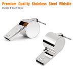 Golvery Metal Referee Coach Whistle - Stainless Steel - Crisp Sound Whistle With Lanyard For School Sports, Soccer, Football, Ba