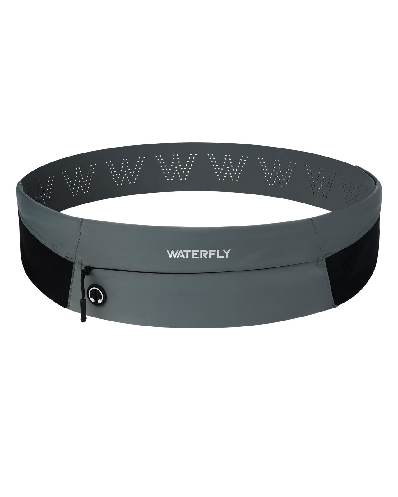 WATERFLY Running Belt Fanny Pack: Slim Waist Bag for Men Women, Workout Fitness Phone Holder for Exercise Marathon Jogging-Grey