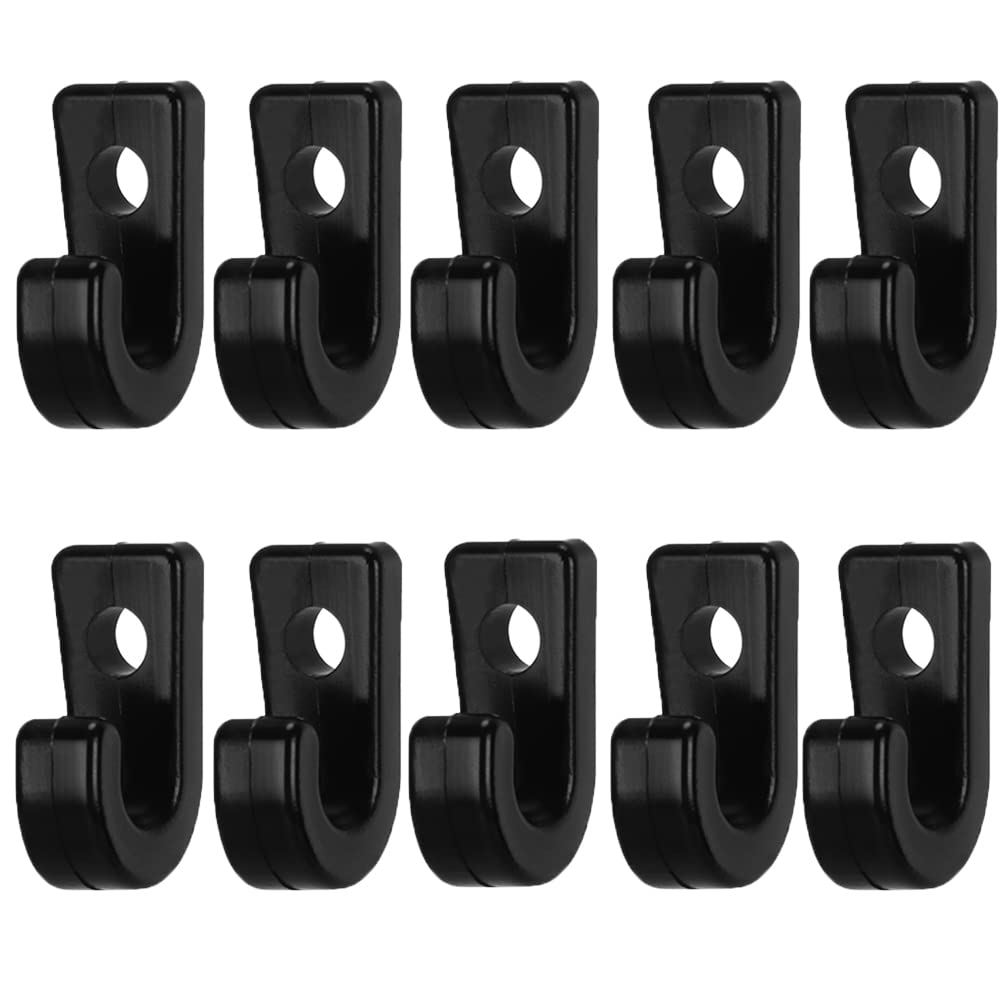 Andys Orchids Kayak J Hooks, 10Pcs Black Nylon Lashing Hook Bungee Cord Hooks For Boat Kayak Canoe Rowing Boats Bungee Cord Port
