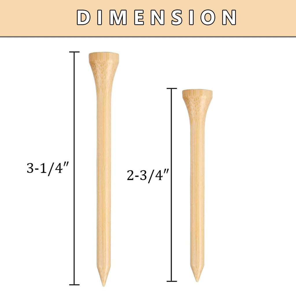 Mazel Natural Wood/Bamboo Golf Tees 2 3/4 Inch & 3 1/4 Inch,Pack 50,Reduce Friction & Side Spin,More Durable And Stable Golf Tee