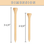 Mazel Natural Wood/Bamboo Golf Tees 2 3/4 Inch & 3 1/4 Inch,Pack 50,Reduce Friction & Side Spin,More Durable And Stable Golf Tee