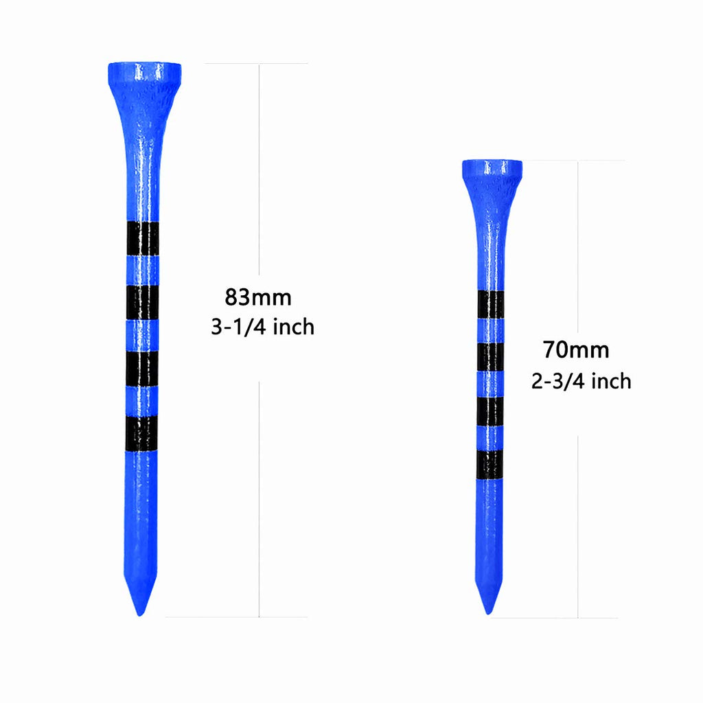 Zivisk Wooden Golf Tees 2-3/4 Inch 100 Count, 2.75'' Long Golf Wood Bamboo Tees(Blue,70Mm)