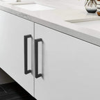 Knobwell 12 Pack Black Stainless Steel Kitchen Cabinet Door Handles, Euro Style Kitchen Drawer Pulls - Hole Centers 7-916, Overa