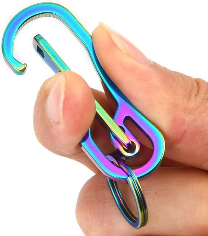 2 Pack Carabiner Clip Retractable Ring Set Titanium Keychain Quick Release Hooks For Men Women