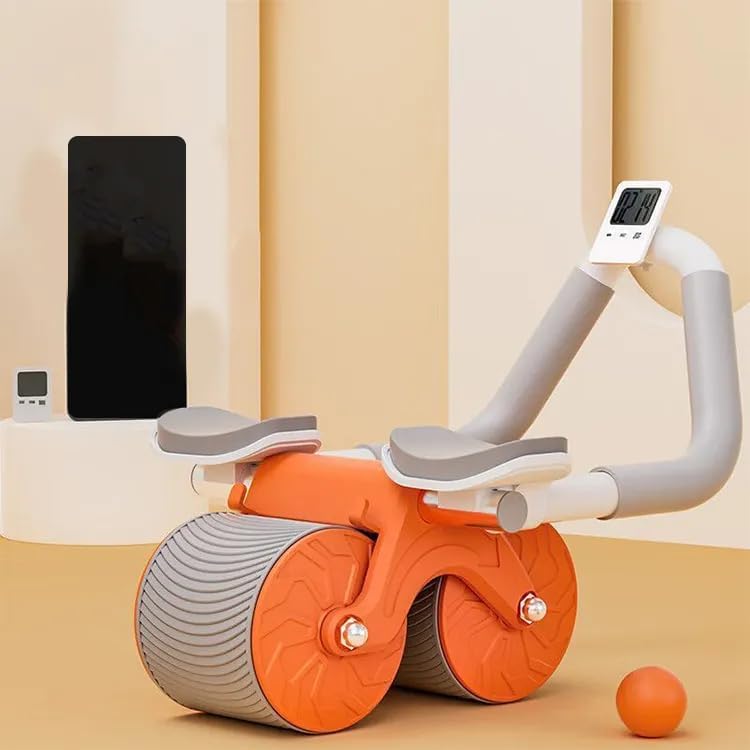 Manav Acupressure Automatic Rebound Roller Wheel with Support & with Knee Mat, Double Wheel Ab Roller Equipment for Core Workout