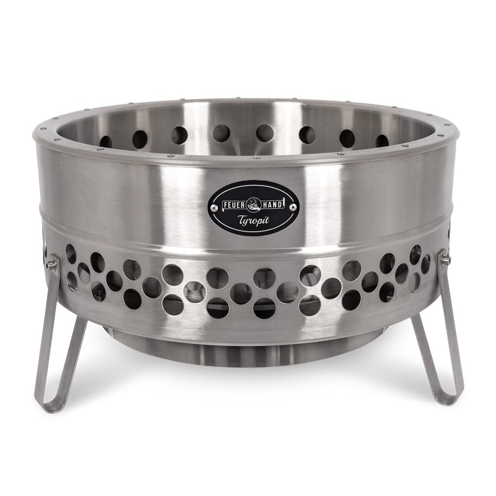 Petromax Feuerhand Tyropit Fire Bowl, Even Heat Low-Smoke Low-Soot Stainless Steel Fire Pit For Campfires, 22.4 Inch Diameter