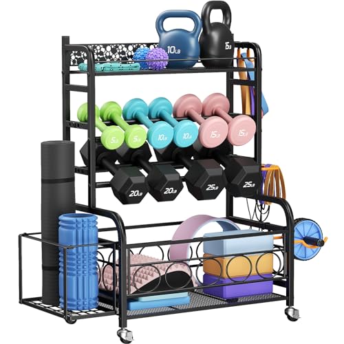 Weight Rack For Dumbbells, Dumbbell Rack Weight Stand, Vopeak Home Gym Storage Rack For Yoga Mat Kettlebells And Strength Traini
