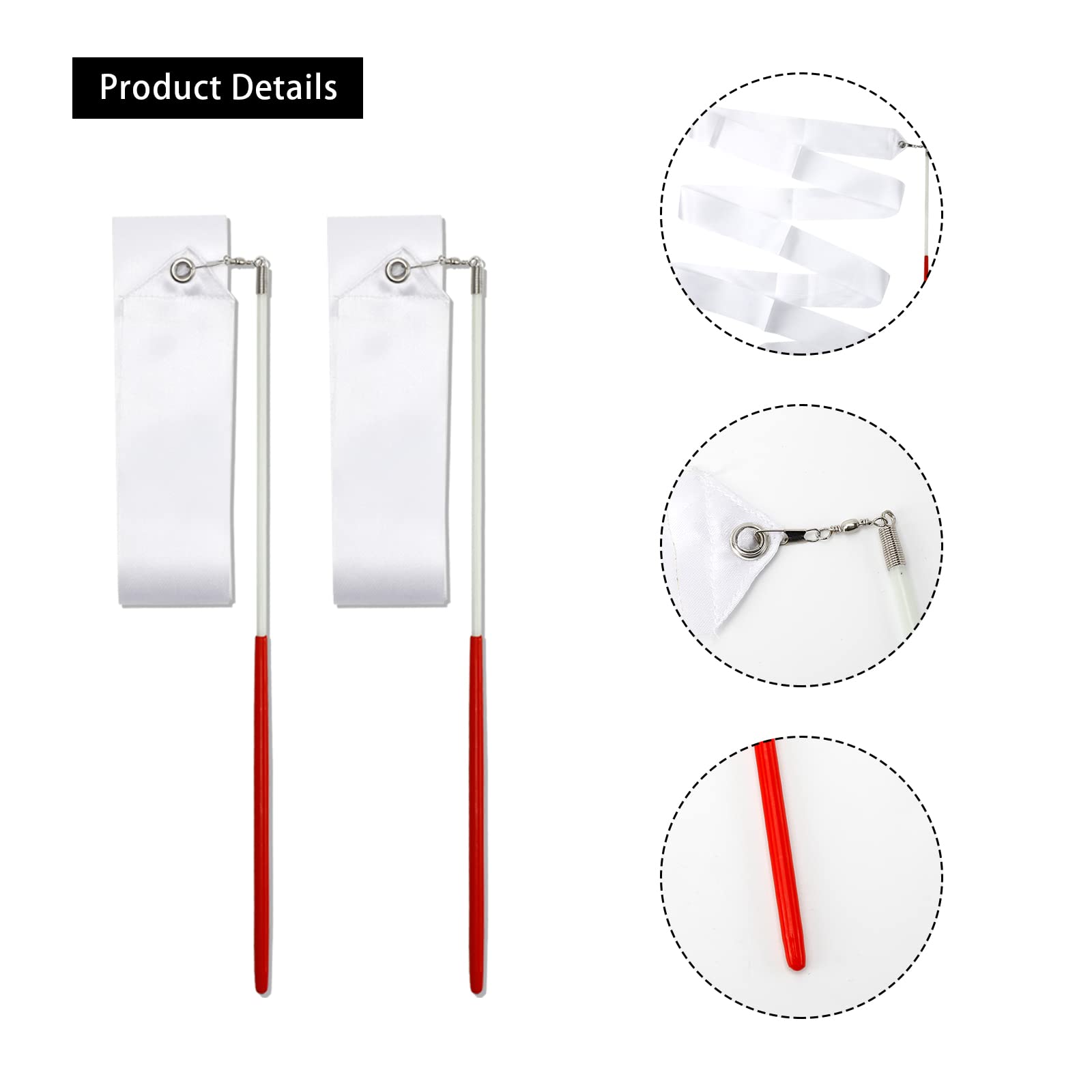Xokipol 6 Pcs White Gymnastics Ribbon With Storage Bag, Dance Streamers With Baton Rhythmic Gymnastics Ribbon Wands For Kids, Ri