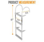 Anchor-Man Aluminum 4-Step Boat Ladder - Heavy-Duty, Anti-Slip, Silver Gray, Fits Inflatable, Jon, Fishing, Bass, Pontoon, Yacht