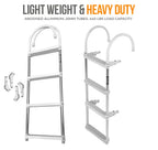 Anchor-Man Aluminum 4-Step Boat Ladder - Heavy-Duty, Anti-Slip, Silver Gray, Fits Inflatable, Jon, Fishing, Bass, Pontoon, Yacht