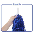 Hooshing 12Pcs Cheerleading Pom Poms Metallic Foil Royal Blue With Plastic Handles For Team Sports Dance Party