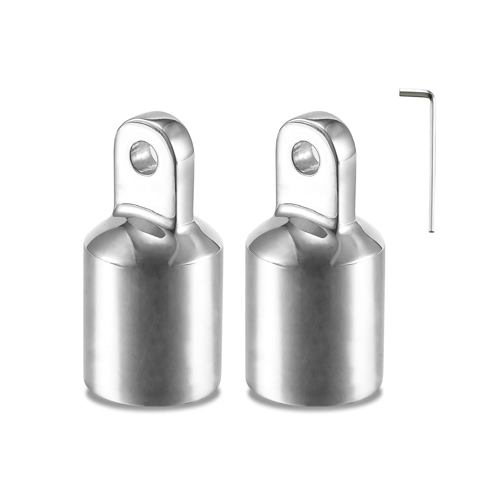 TINGZHIGO Bimini Top Eye End Cap Fits 7/8 inches(22mm) OD Round Tubing, with A L Shape Hex Allen Wrench, 316 Stainless Steel,Bim