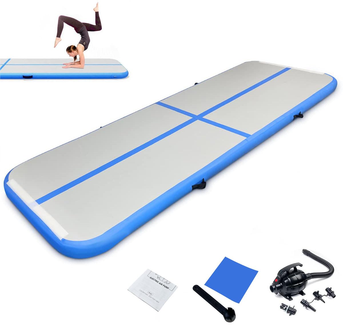 13Ft Inflatable Gymnastics Tumbling Mat 4'' Thick Air Tumble Track Gymnastics Training Mat With Electric Air Pump For Home Use/T