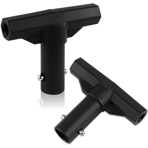 2PCS Trampoline Pole Covers T-Tube Connectors - Black T-Shaped Plastic Pole Covers for Top Pole & Net Connection, Replacement Ac