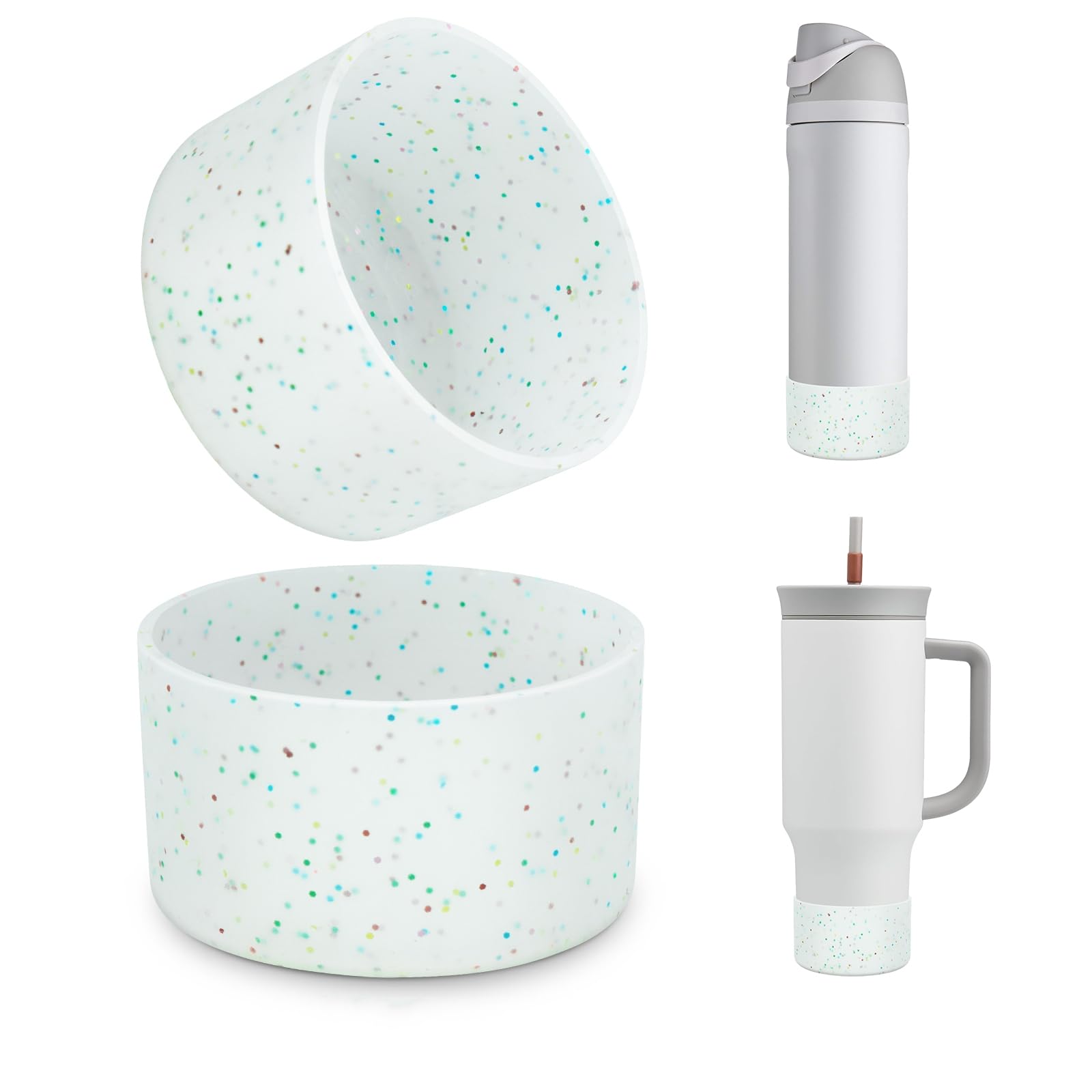 Beonsky 2 PCS Glitter Silicone Boot for Owala Water Bottle 24 oz, Anti-Slip Protective Sleeve for FreeSip/Twist/Flip Stainless S