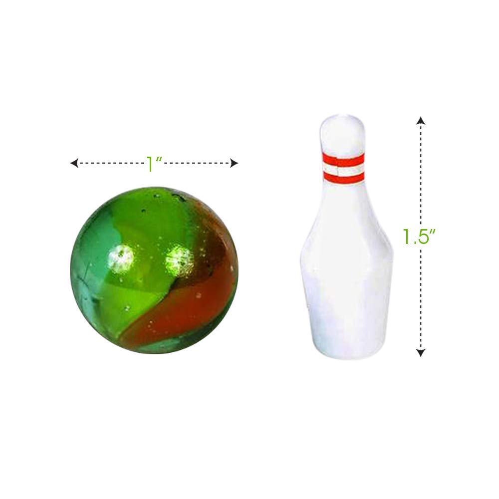 Artcreativity Mini Bowling Game, Set Of 12, Each Set Includes 10 Miniature Pins And 1 Marble Bowling Ball, Bowling Party Favors,