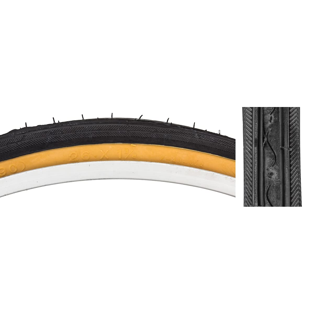 Kenda K40 Street Tire, 26 X 1-3/8 Wire Black/Yellow Skin