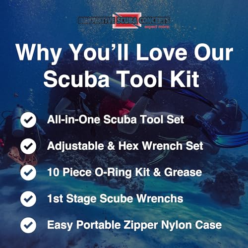 Innovative Scuba Concepts Deluxe Scuba Diving Tool Kit - Ultimate Multi Tool Repair Tool Set For Diving & Scuba Gear With Nylon