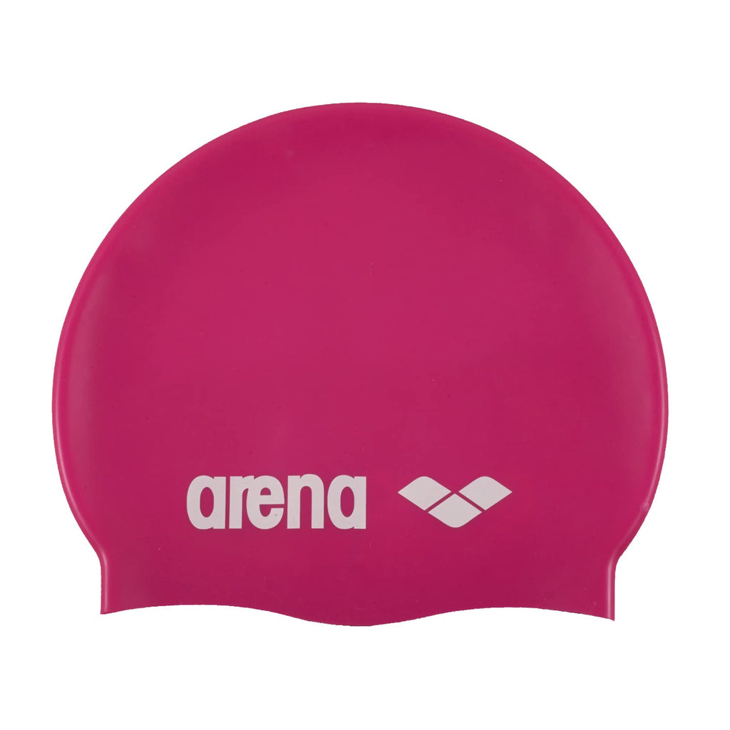 Arena Classic Unisex Silicone Swim Cap For Adults, Training And Racing, 100% Silicone, Wrinkle-Free, Fuchsiawhite