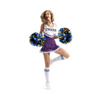Hooshing 2 Pack Cheerleading Pom Poms Blue And Gold With Baton Handle For Team Spirit Sports Dance Cheering