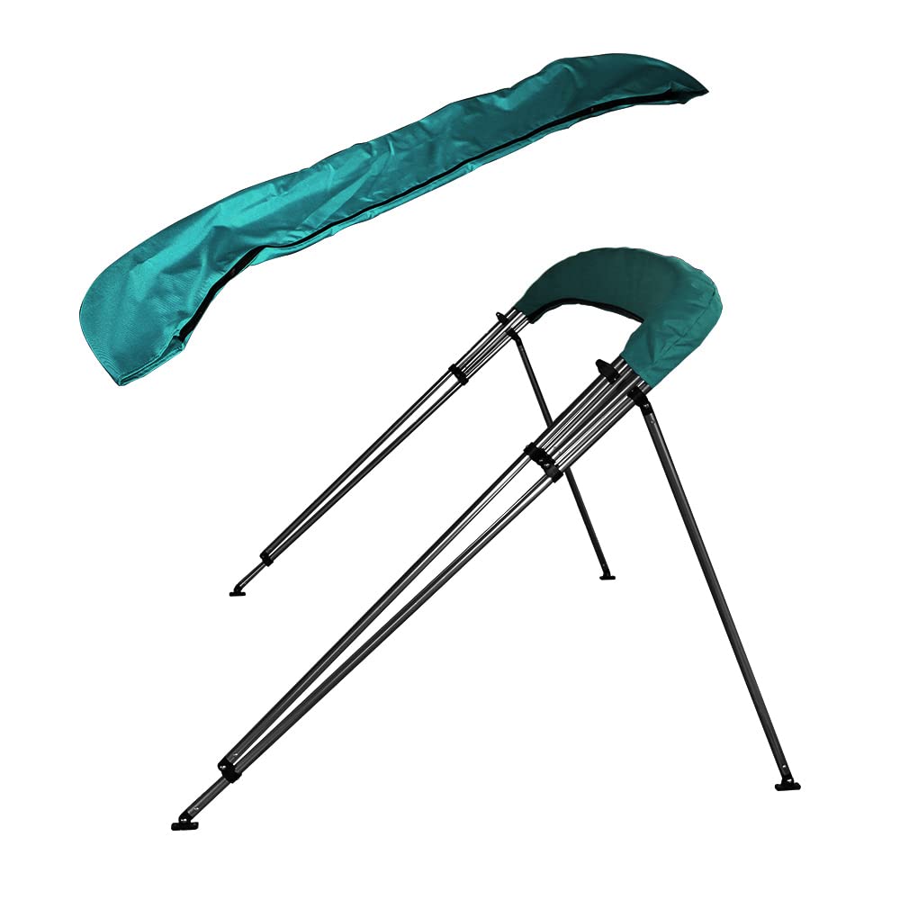 Msc 3 Bow 4 Bow Bimini Top Boat Cover With Rear Support Pole And Storage Boot (4 Bow 8'L X 54'' H X 91''-96'' W, Teal)