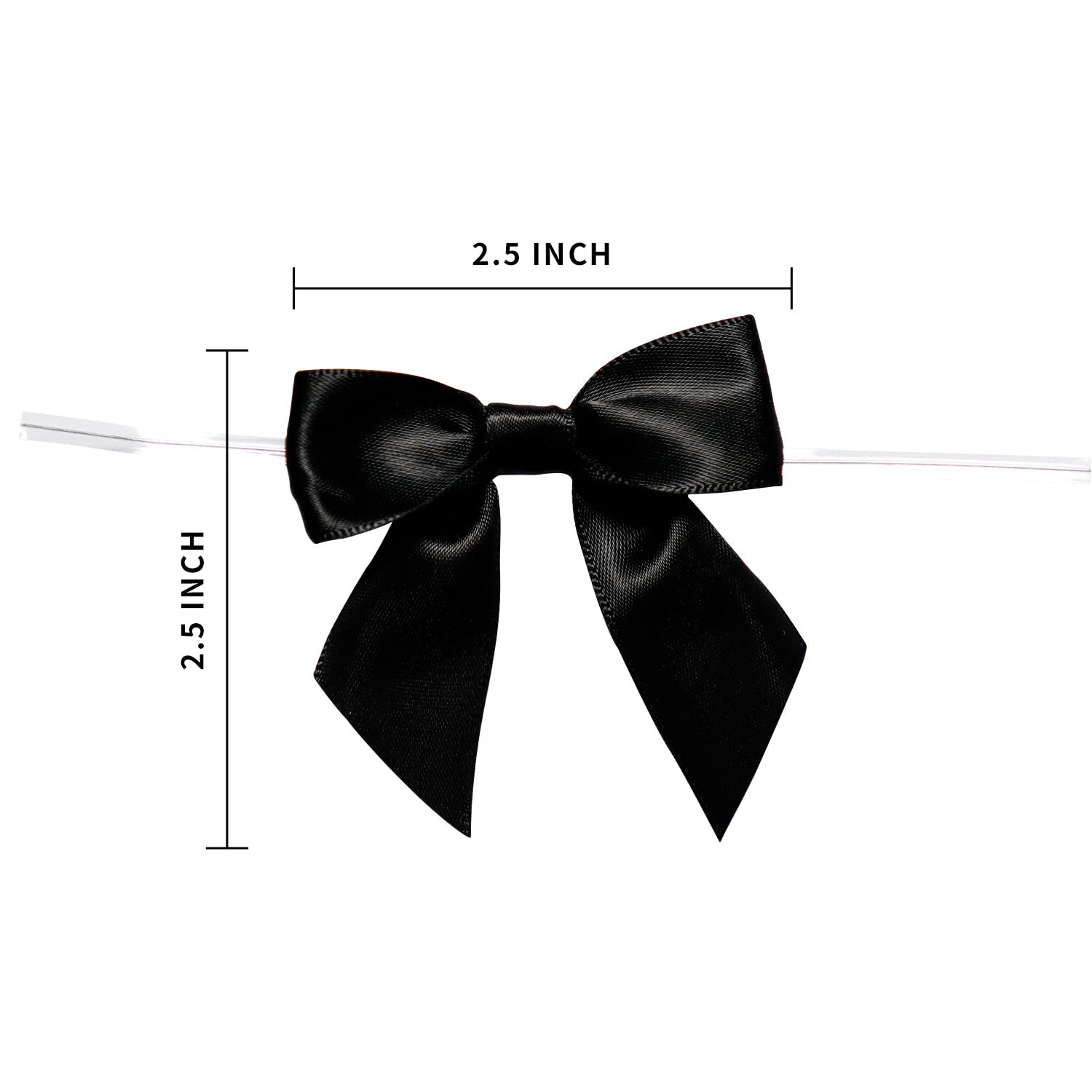 Rainbow Pana 60 Pack Twist Tie Bows For Treat Bags 25 Black Satin Ribbon Bows For Package Craft Gift Wrapping Decoration
