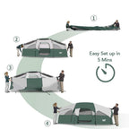 Campros Cp Tent-8-Person-Camping-Tents, Waterproof Windproof Family Tent, 5 Large Mesh Windows, Double Layer, Divided Curtain Fo
