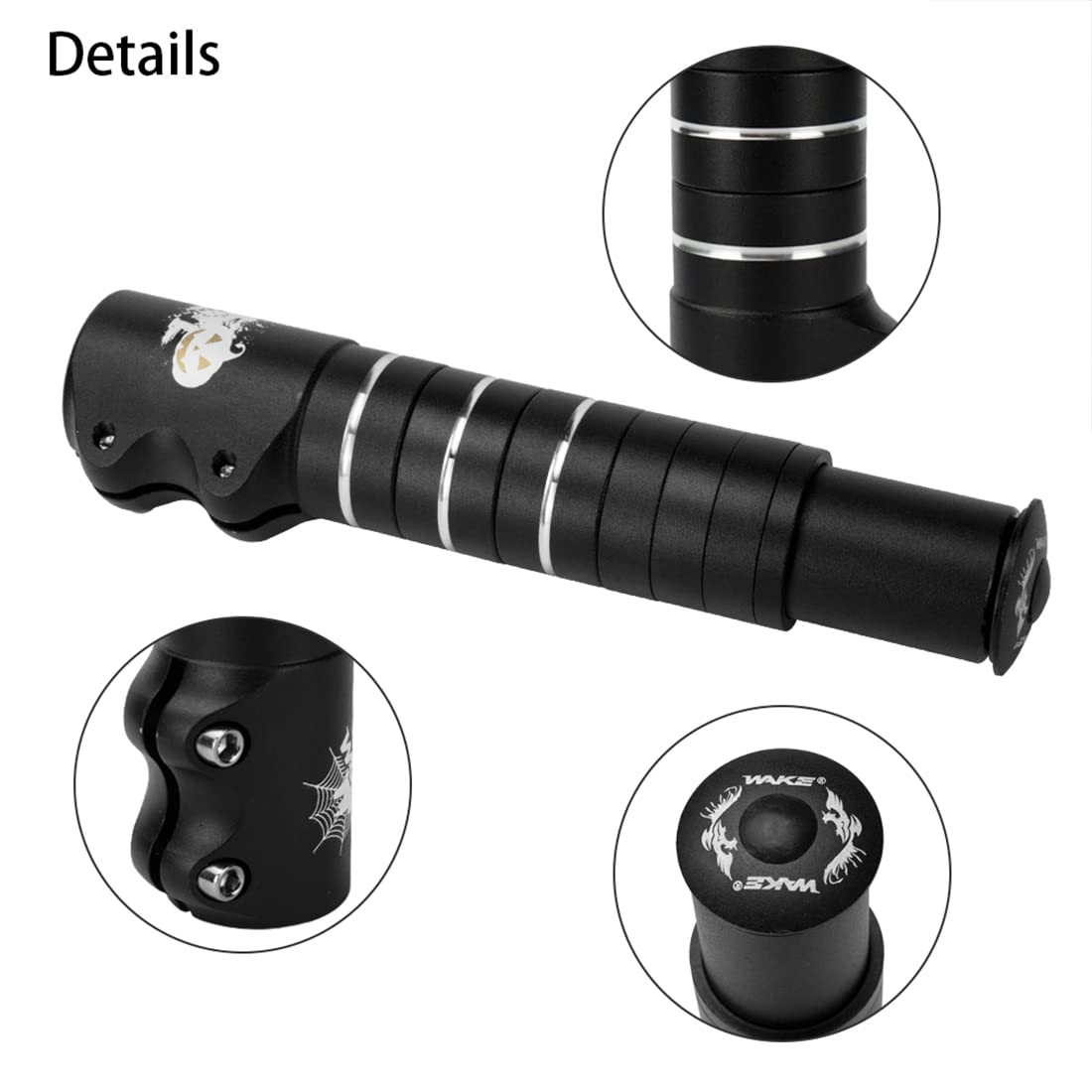 Wake Bike Stem Riser Bike Fork Stem Extender Bicycle Handlebar Raiser Head Up Adapter Suitable For Mountain Bike, Road Bike, Mtb