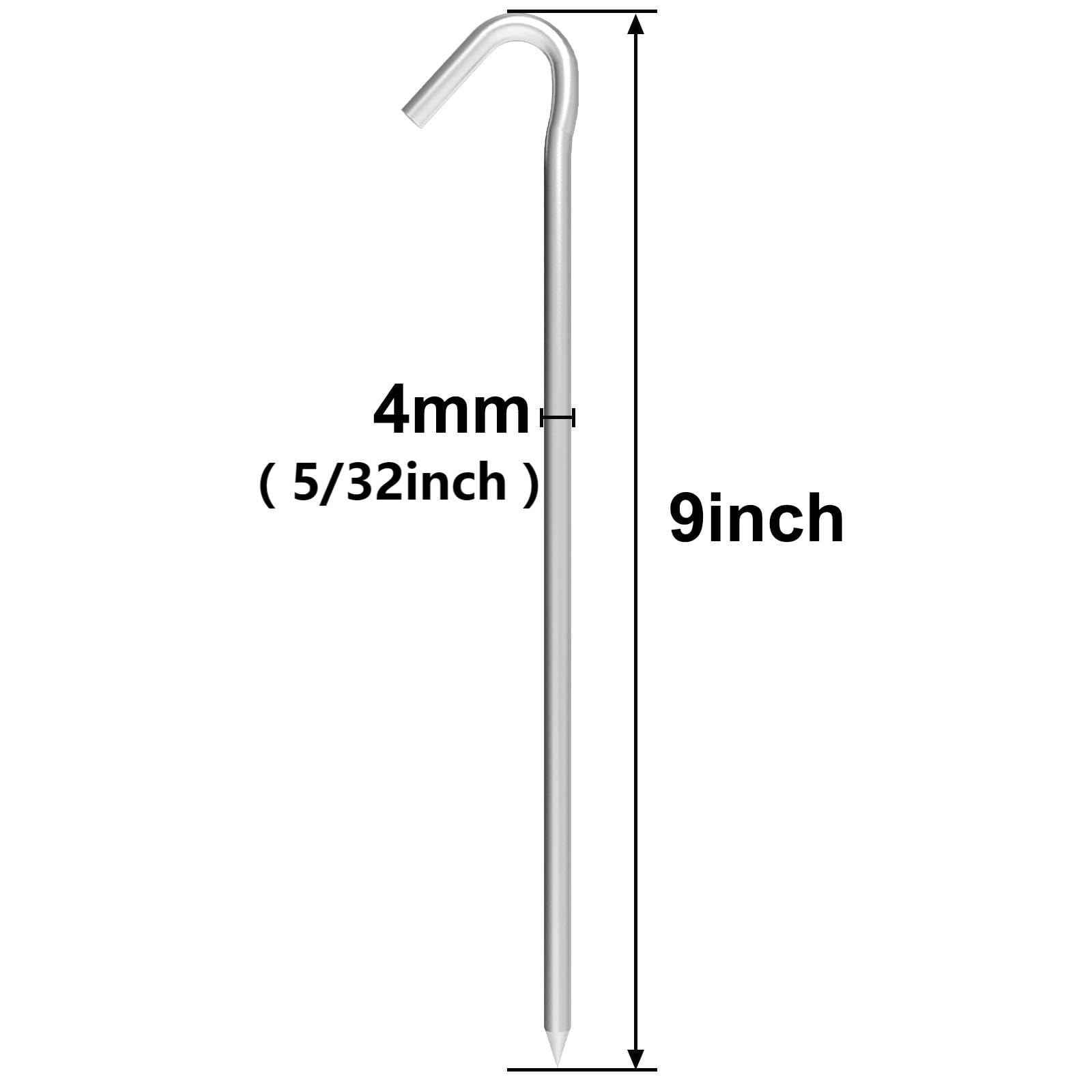 9 Inch Tent Stake Yard Inflatable Stakes Metal Tent Pegs Heavy Duty Ground Stake Fence Hooks Camping Spikes For Canopies, Tarp A