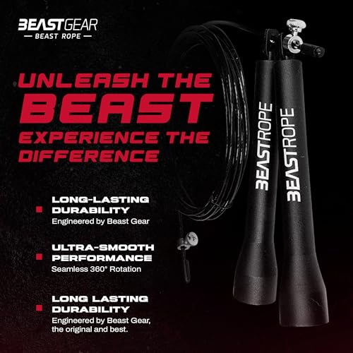 Beast Gear Speed Jump Rope - Workout Jump Ropes For Fitness, Cardio Exercise, Hiit, Mma, Muay Thai, And Boxing - Lightweight, Ad