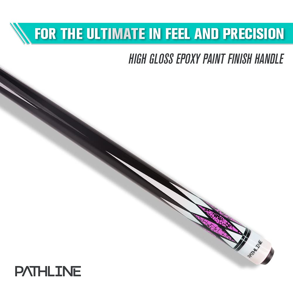 Pathline Pool Cue Stick - 58 Inch Canadian Maple Billiard Pool Stick (Purple 19Oz)