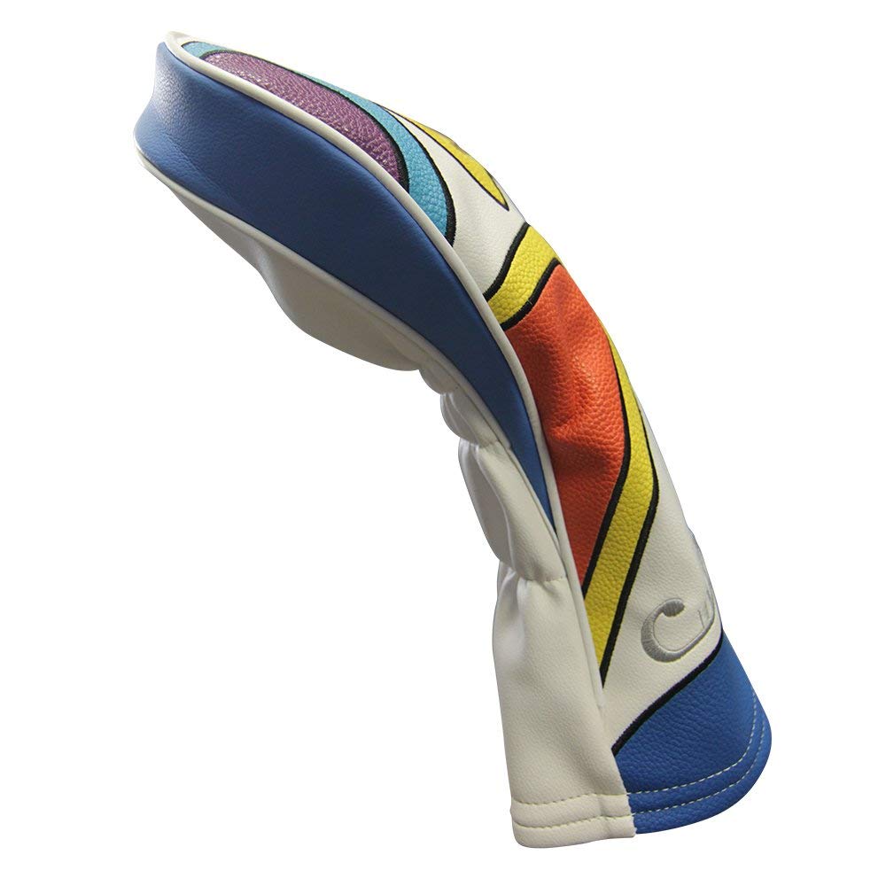 Majek Retro Golf Headcover Limited Edition Vintage Leather Style Psychedelic Colorful Groovy Custom Design #3 & 5 Fairway Wood H